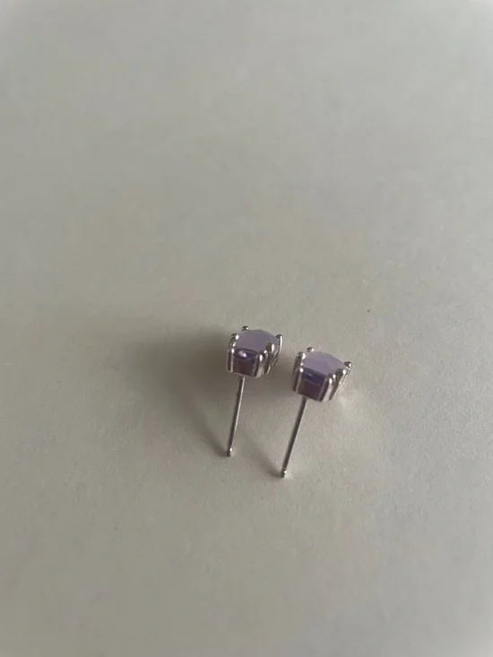 Vintage Sterling Silver Purple Quartz & Purple CZ Earrings - Picture 4 of 6
